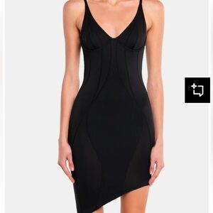 Black Asymmetric Slip Dress - Sleek Women's Evening Dress